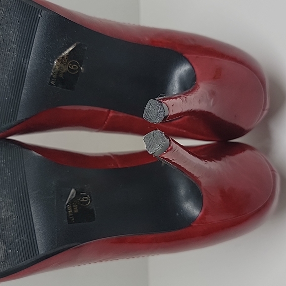 Paprika Red Faux Patent Leather Open Toe High Heels Shoes (Read Flaws) 6 - Picture 8 of 12